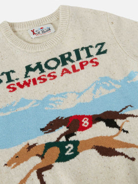 Douglas-Rundhalsausschnitt mit Saint-Moritz-Postkarten-Jacquard