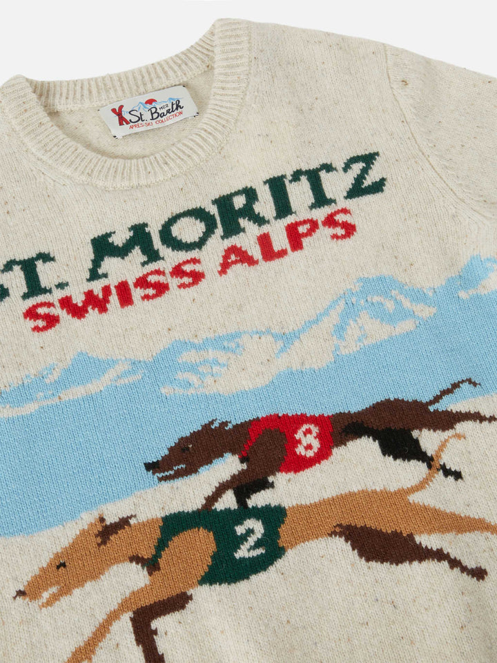 Douglas-Rundhalsausschnitt mit Saint-Moritz-Postkarten-Jacquard