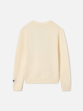 Jersey de punto de cuello redondo color crema Douglas con intarsia St. Moritz | Special edition 