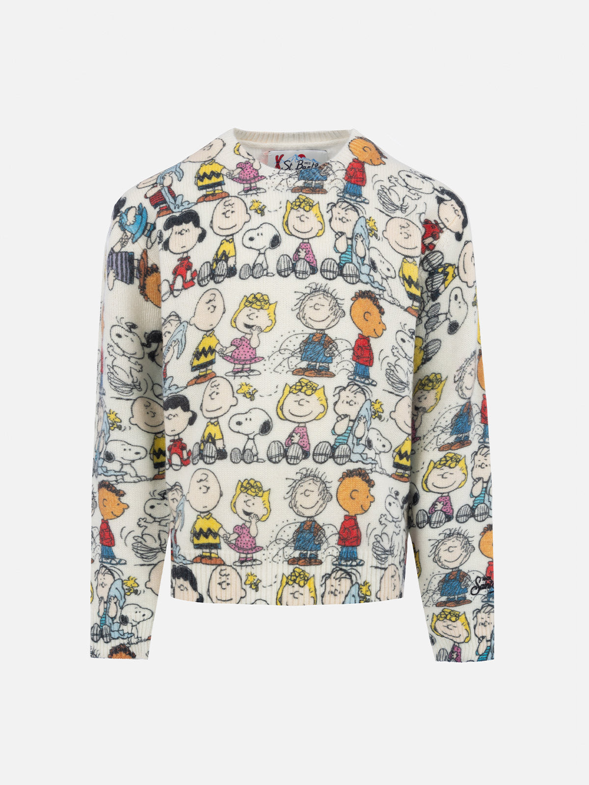 Boy white crewneck sweater Douglas with Peanuts team print | SNOOPY PEANUTS SPECIAL EDITION - MC2 Saint Barth