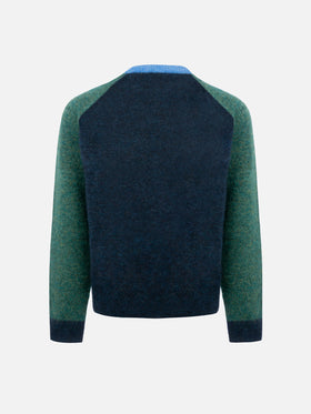 Boy blue and green crewneck sweater Douglas with St. Barth print - MC2 Saint Barth