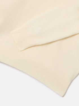 Jersey de cuello redondo en mezcla de lana y cashmere color crema Douglas Light con intarsia de Donald Duck | Special edition 