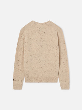 Maglia girocollo Douglas panna in misto lana Donegal con patch orsetto e ricamo Country Boy