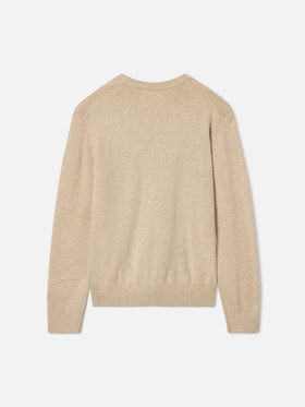 Jersey de cuello redondo en mezcla de algodón y lana virgen Beige Douglas con intarsia Sciupa Femmine 
