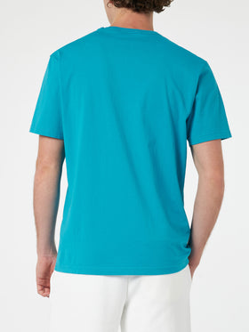 Man teal cotton jersey t-shirt Dover with St. Barth embroidery - MC2 Saint Barth