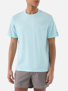 Aqua green Dover cotton t-shirt with logo embroidery