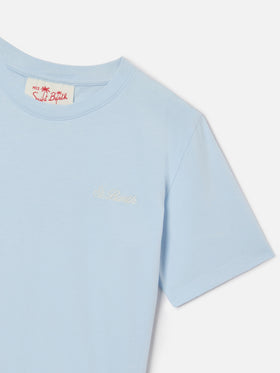 T-shirt Dover Jr bleu clair en pur coton avec logo brodé 