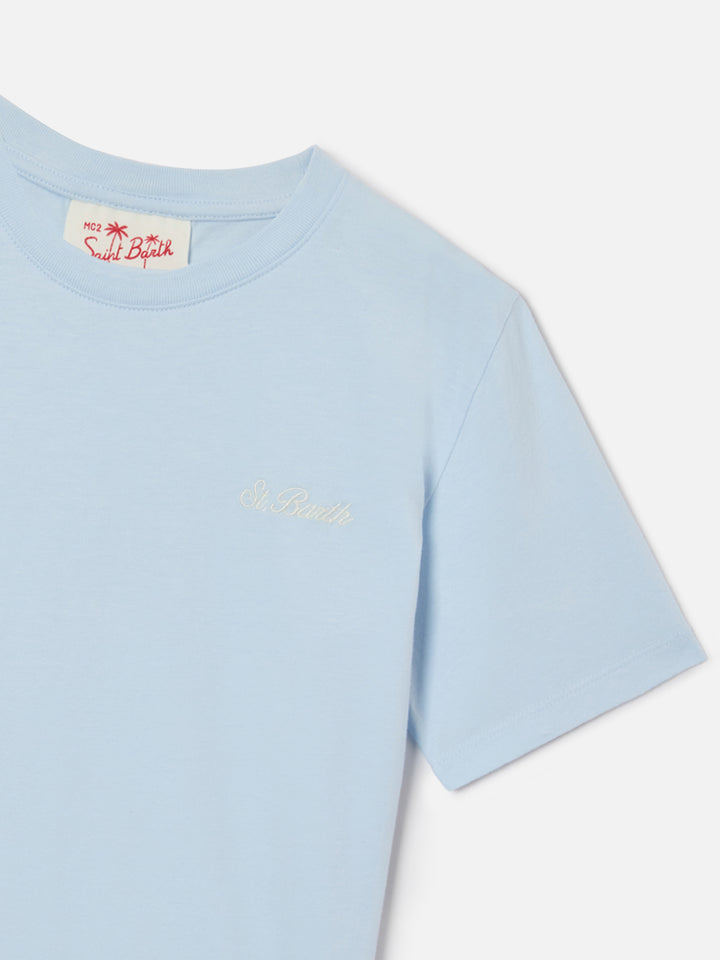 Light blue Dover Jr t-shirt in pure cotton with embroidered logo