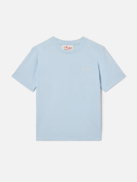 T-shirt Dover Jr bleu clair en pur coton avec logo brodé 