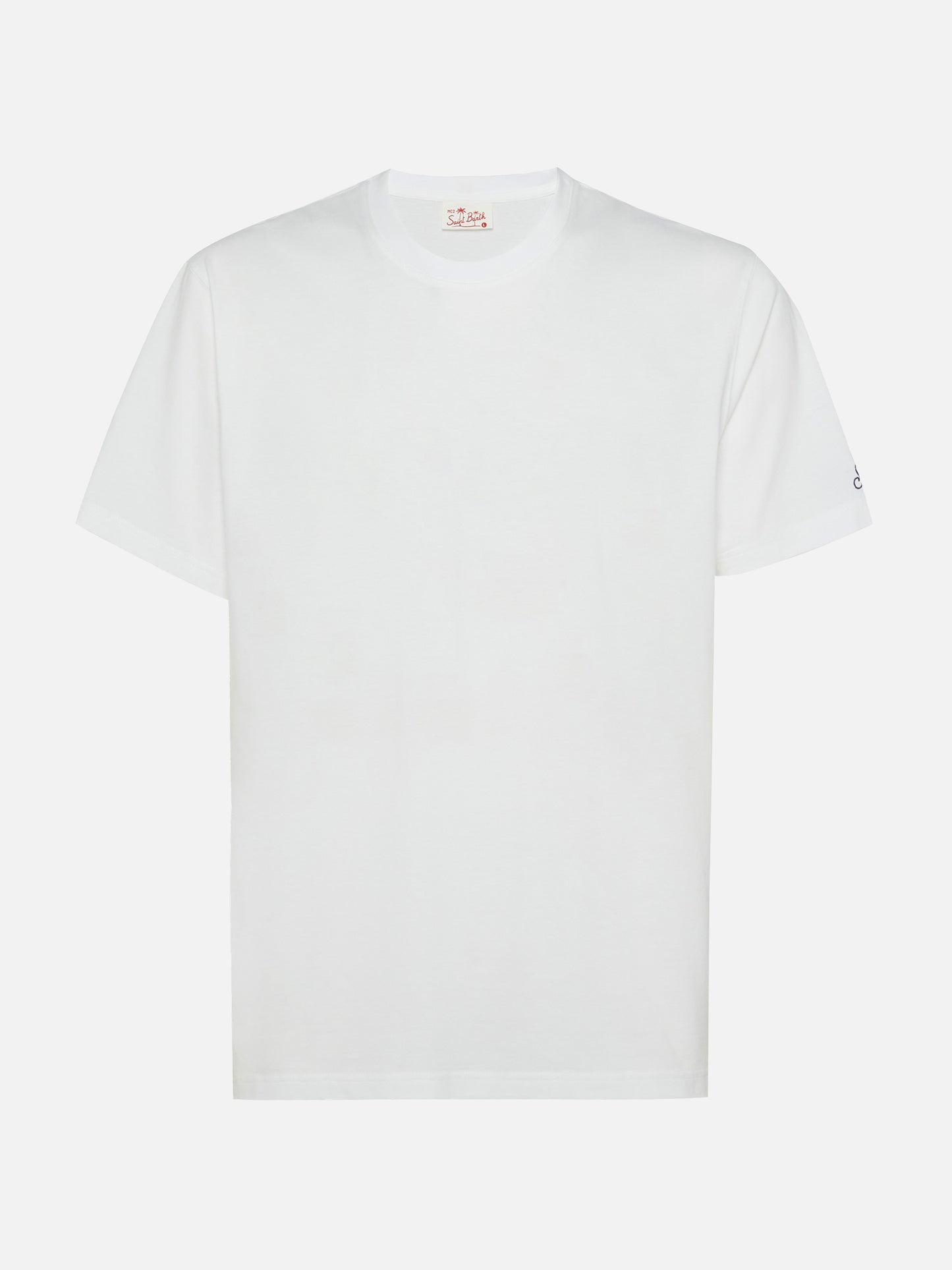 Tshirt Dover in jersey di cotone bianco con ricamo St. Barth
