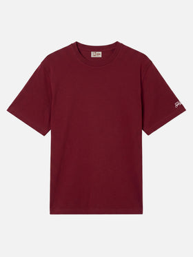 T-shirt Dover en jersey de coton bordeaux avec broderie St. Barth 