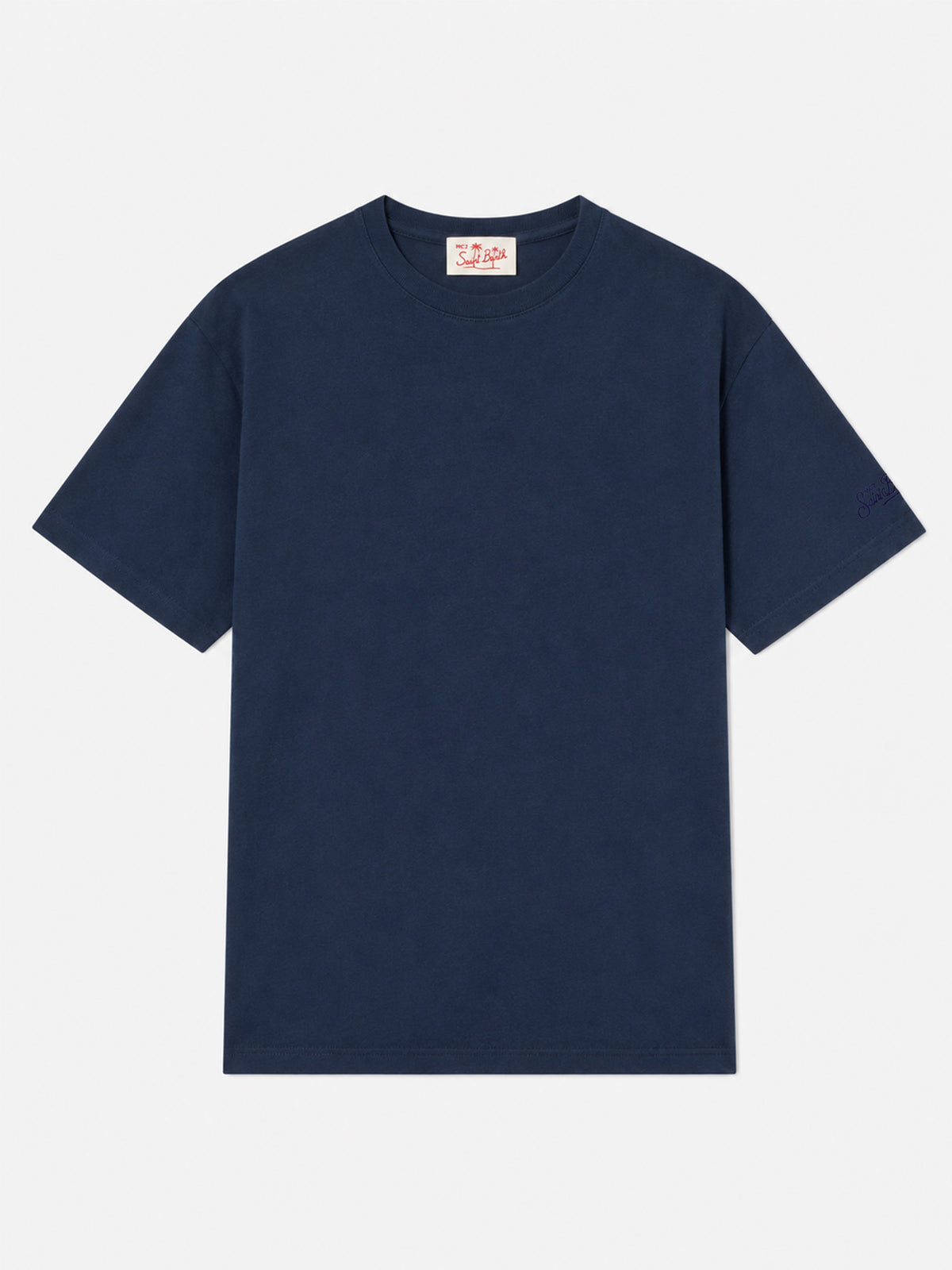Marineblaues T-Shirt aus Baumwolljersey Dover mit St. Barth-Stickerei 