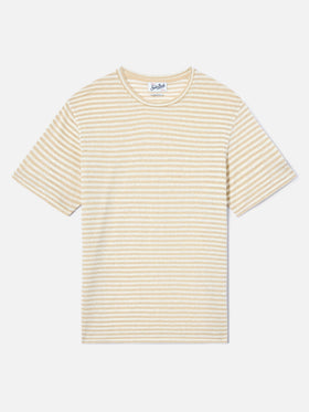 T-shirt Dover en coton à rayures beige avec logo brodé 