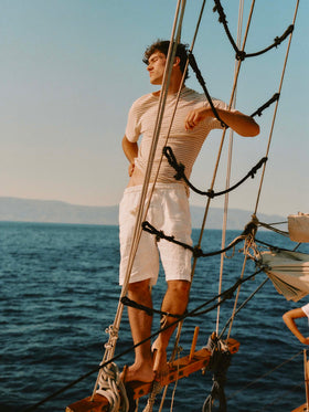 Bermudas Marseille de lino blanco 