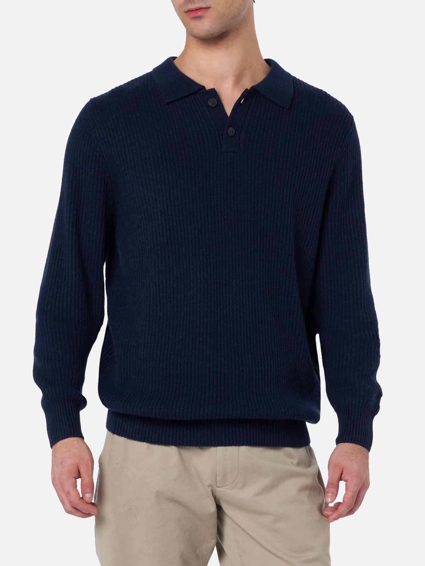 Maglione a coste Downing blu navy in MISTO CASHMERE