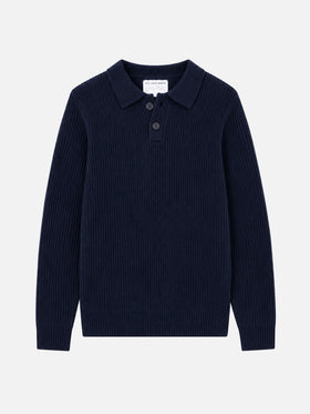 Polo in maglia Downing blu navy a costine