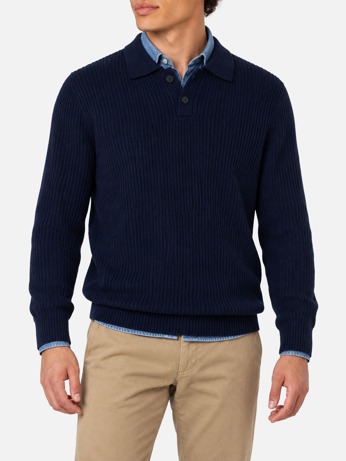 Polo in maglia Downing blu navy a costine