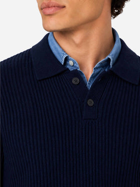 Polo in maglia Downing blu navy a costine