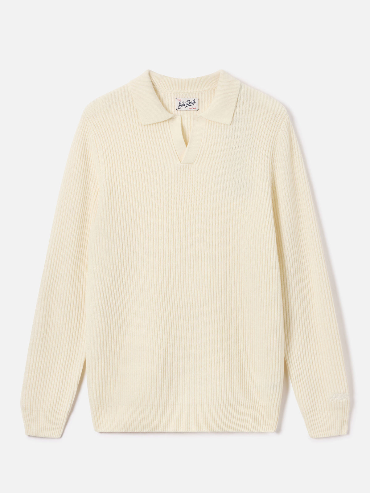 Polo en maille côtelée de laine Off white Downing 