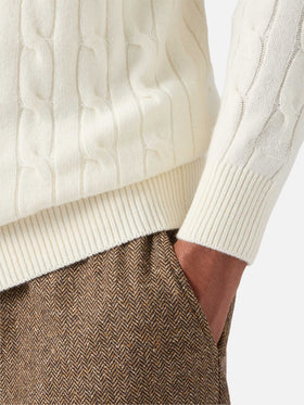 Polo in maglia Downing in lana bianco