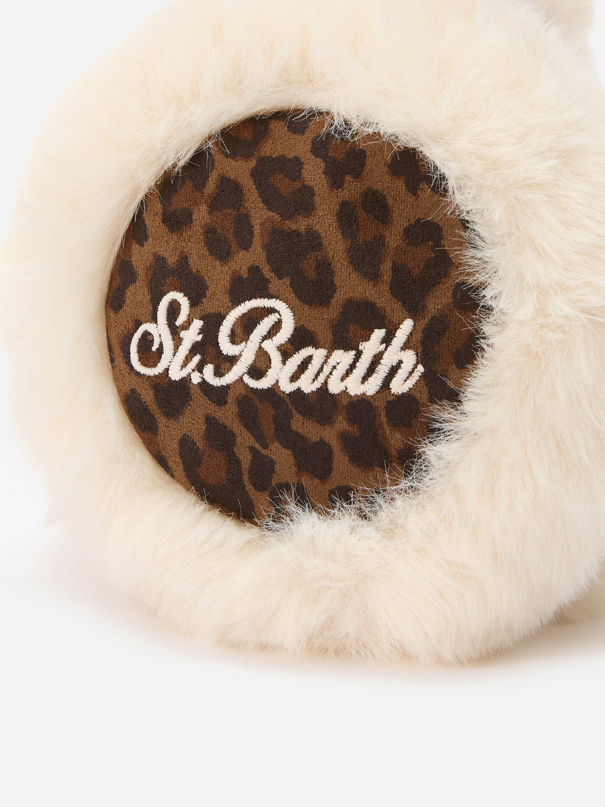 Earmuffs with leopard print and logo embroidery