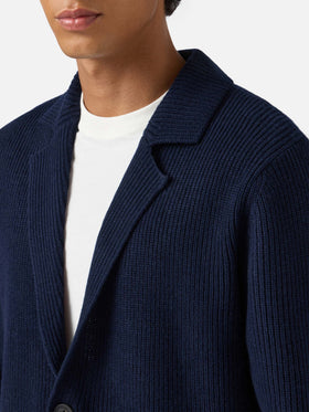Blazer Eaton in pura lana blu notte