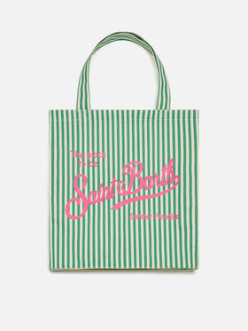Essential flat cotton striped Bag with Saint Barth logo - MC2 Saint Barth
