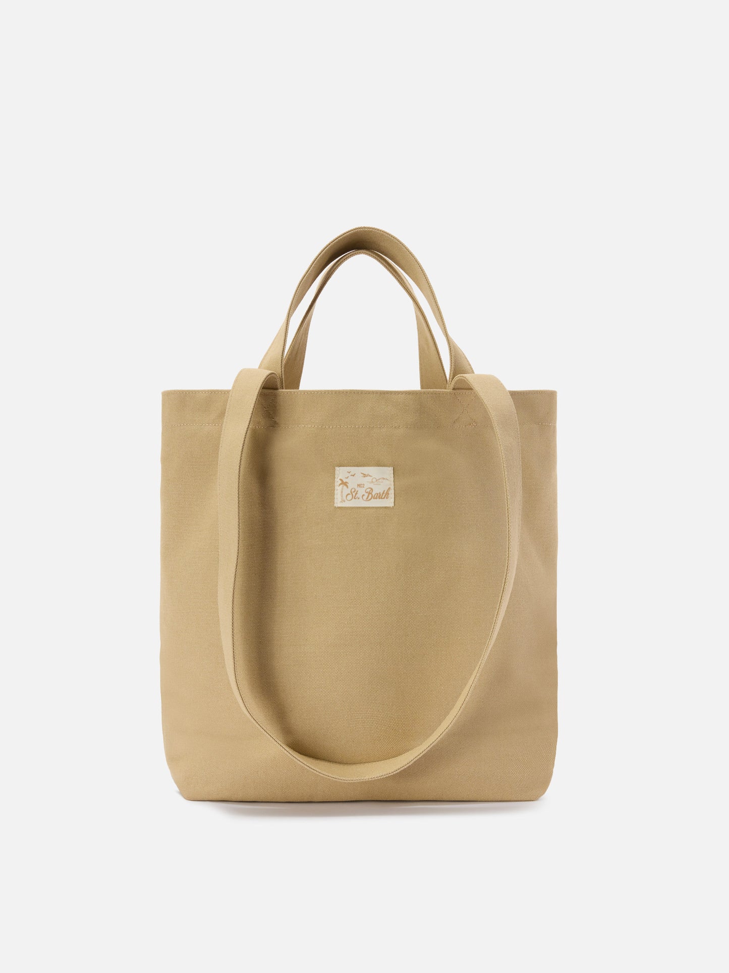 Bolso tote Essential Beach de algodón beige con logo bordado 