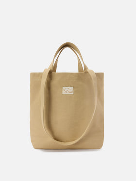 Bolso tote Essential Beach de algodón beige con logo bordado 
