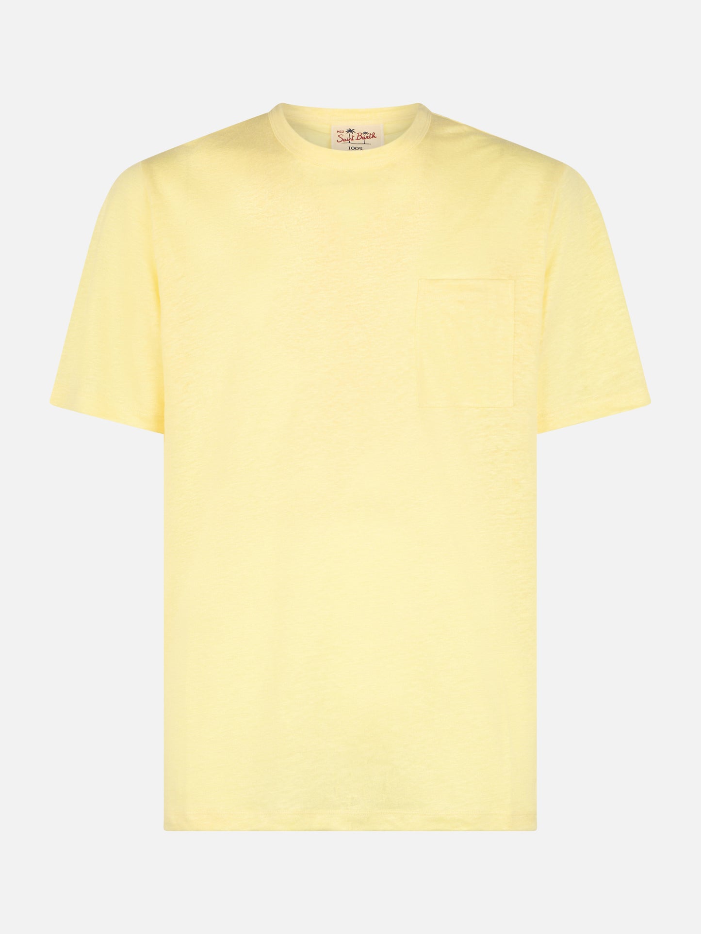 Man yellow linen jersey t-shirt Ecstasea with pocket - MC2 Saint Barth