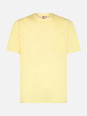 Man yellow linen jersey t-shirt Ecstasea with pocket - MC2 Saint Barth