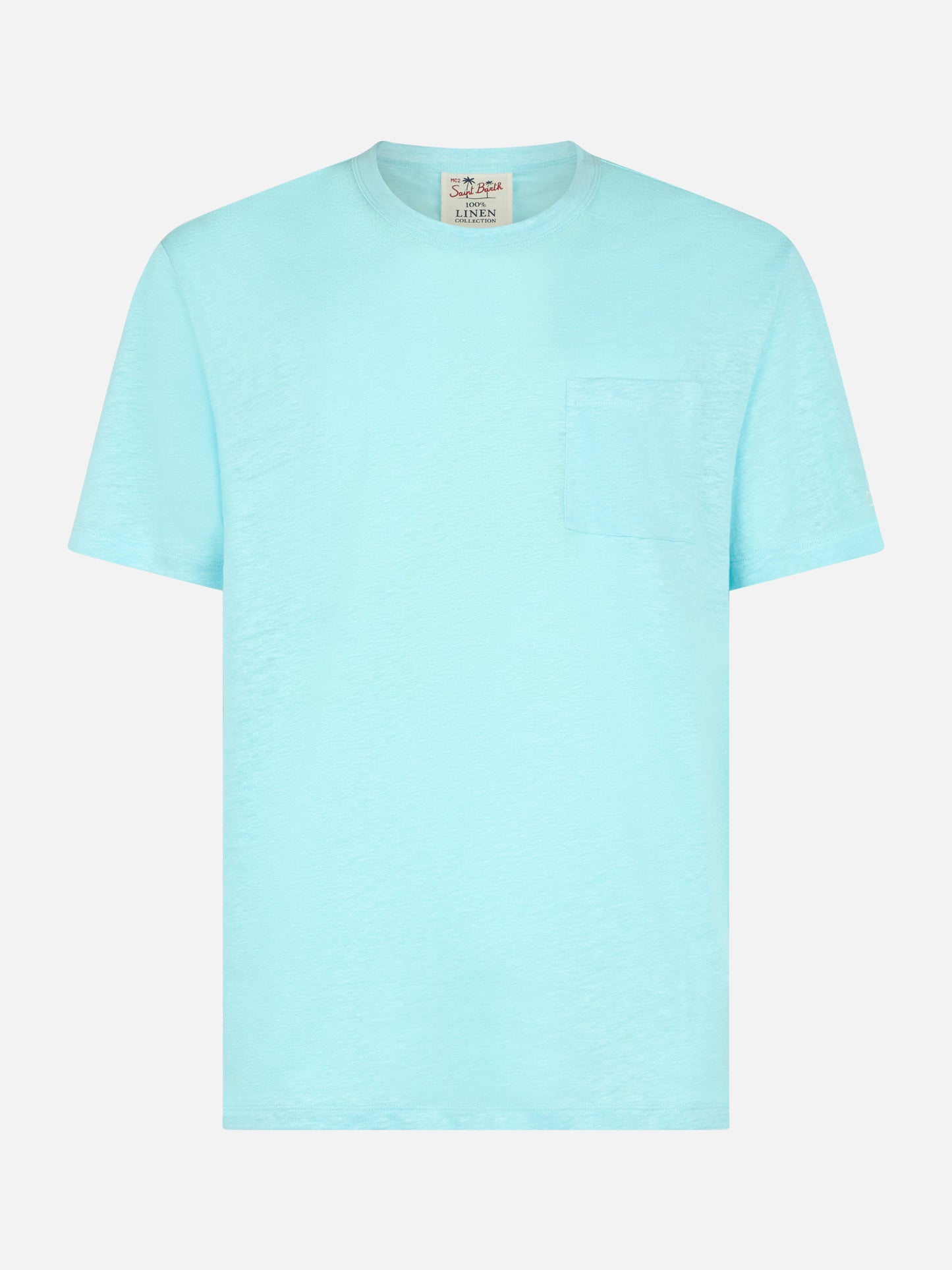 Man water green linen jersey t-shirt Ecstasea with pocket - MC2 Saint Barth