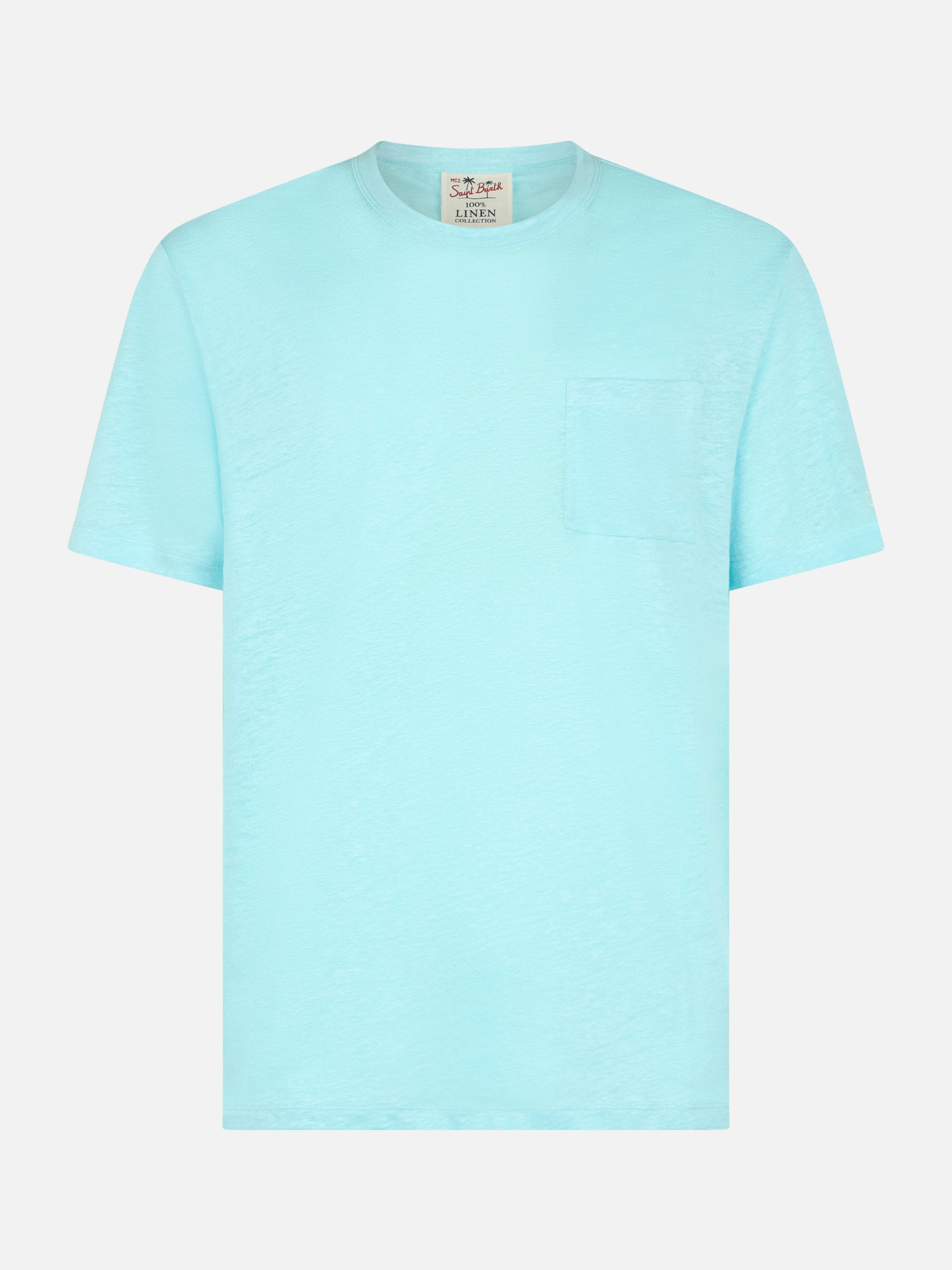 Man water green linen jersey t-shirt Ecstasea with pocket - MC2 Saint Barth