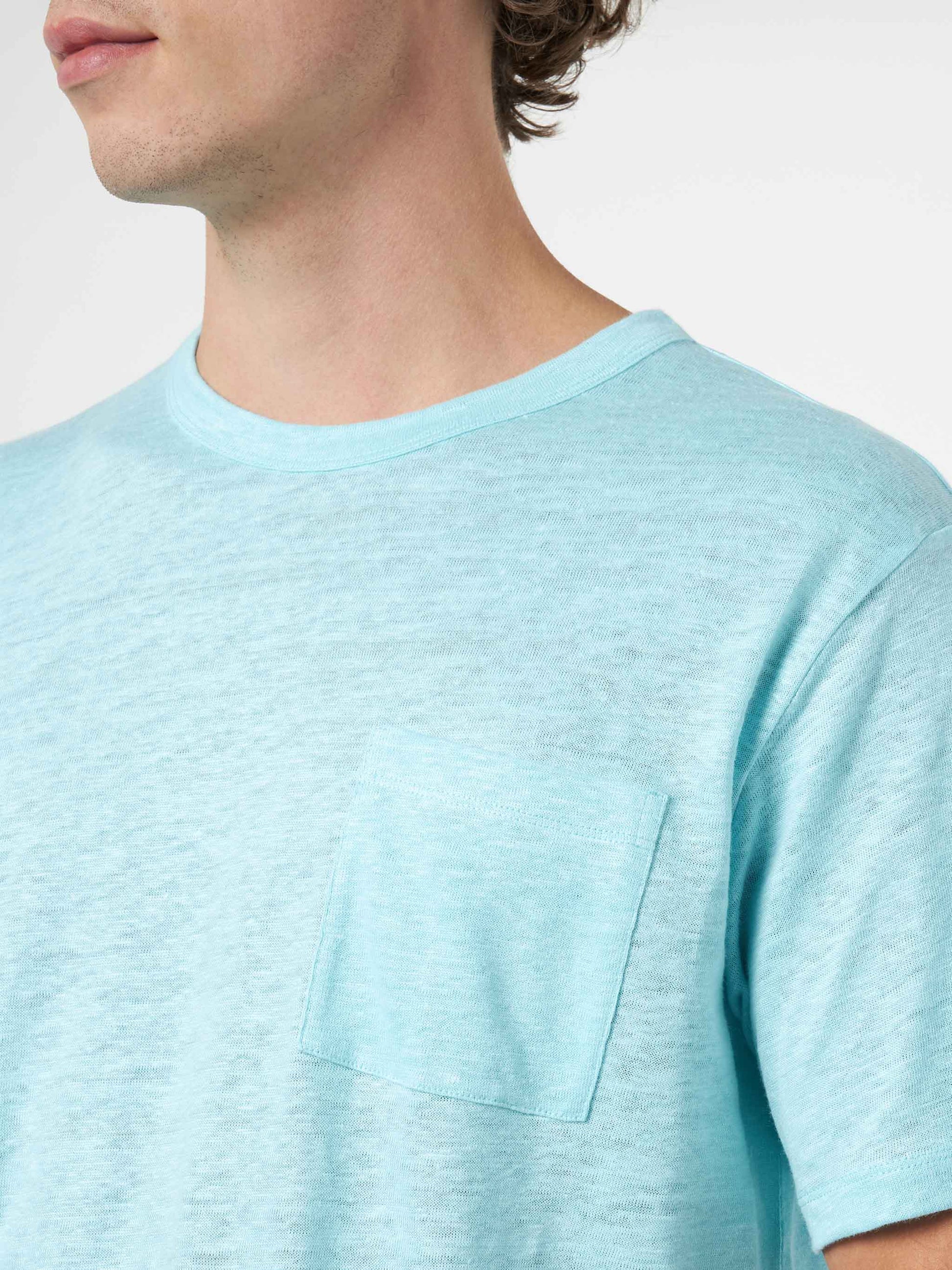 Man water green linen jersey t-shirt Ecstasea with pocket - MC2 Saint Barth