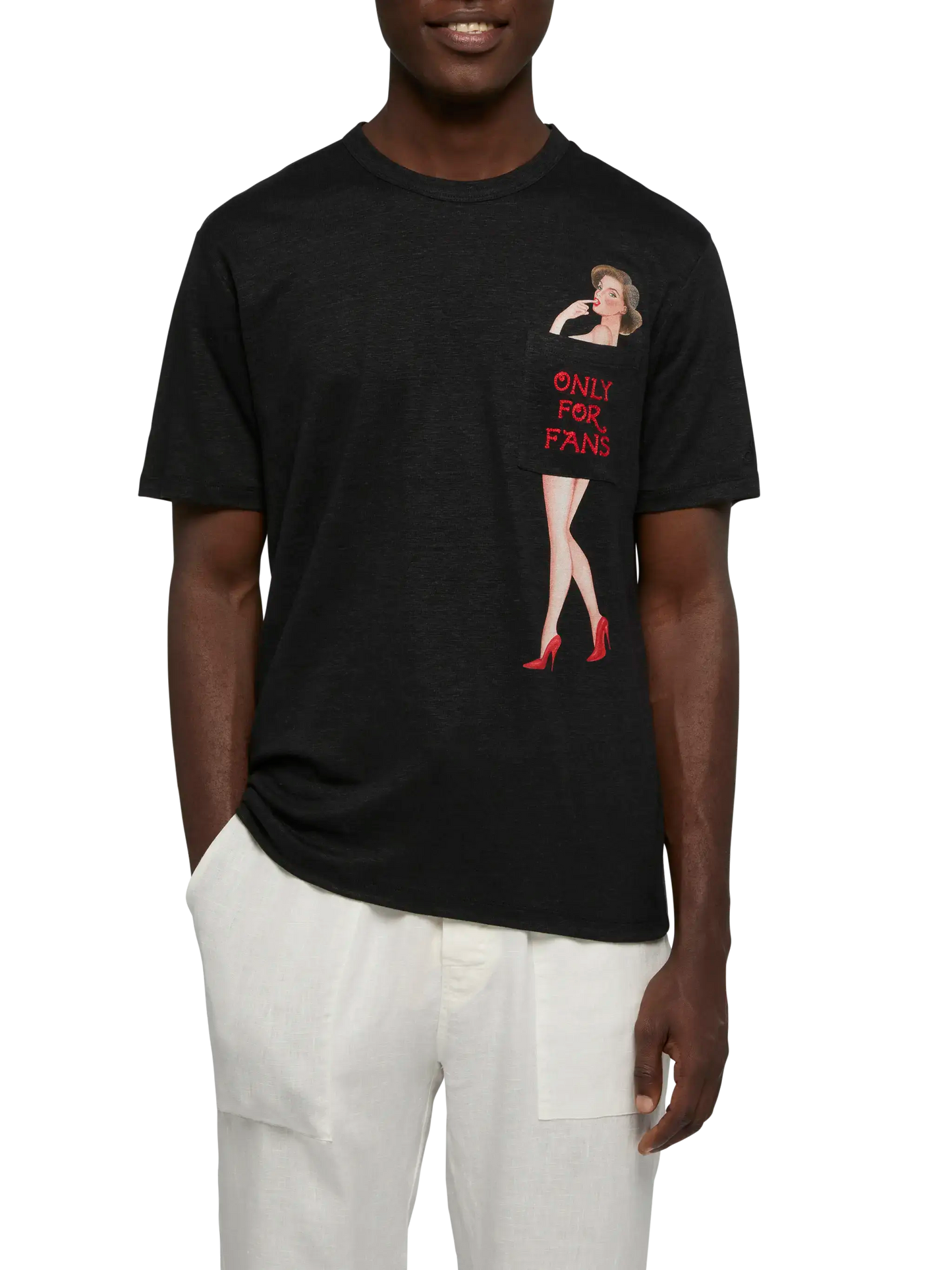 Linen jersey t-shirt Ecstasea with printed and embroidered pocket - MC2 Saint Barth