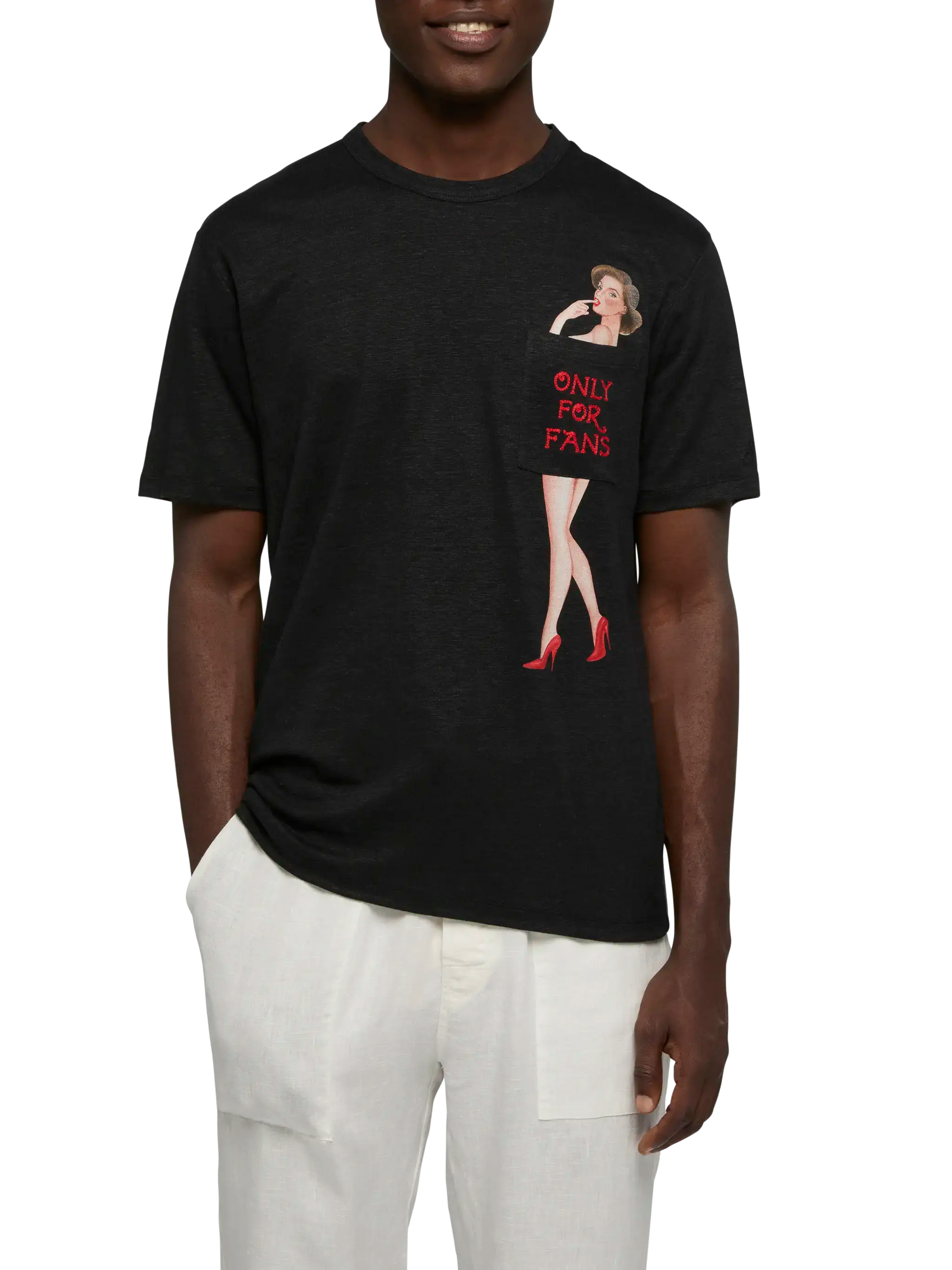 Linen jersey t-shirt Ecstasea with printed and embroidered pocket - MC2 Saint Barth