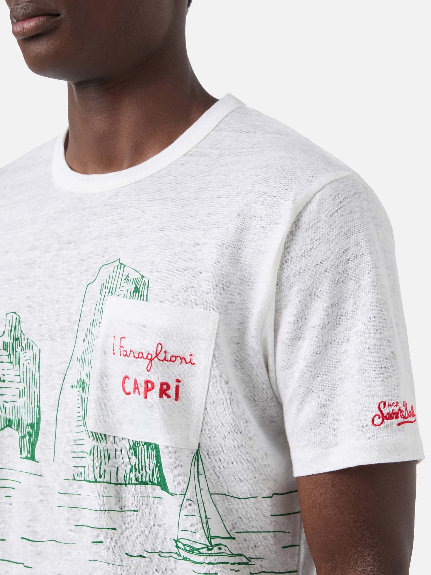 Ecstasea linen jersey t-shirt with Capri print