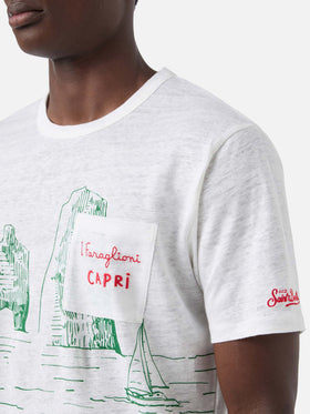 Ecstasea linen jersey t-shirt with Capri print