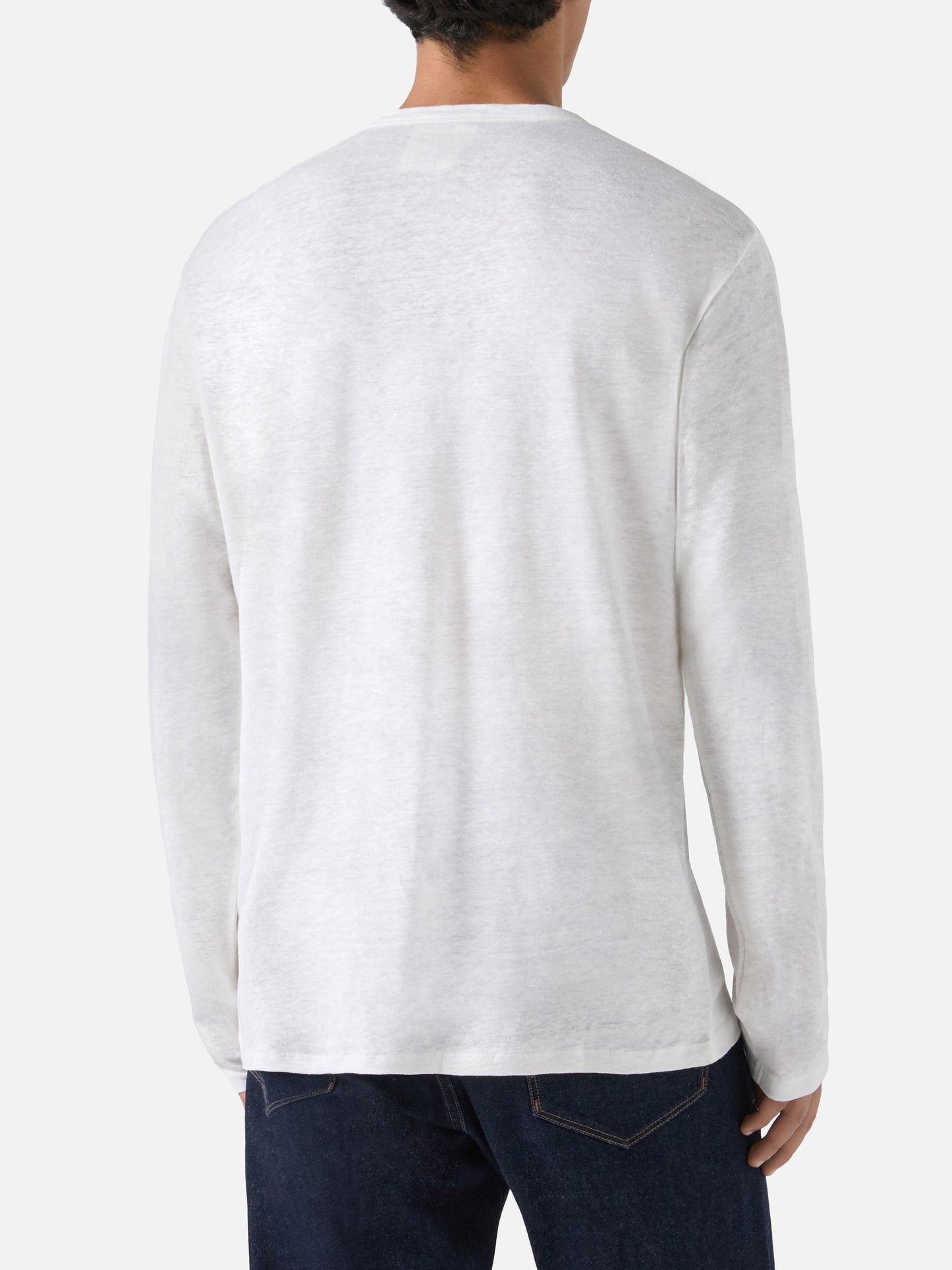 Man white linen jersey t-shirt Ecstasea with pocket