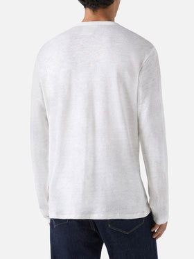 Man white linen jersey t-shirt Ecstasea with pocket