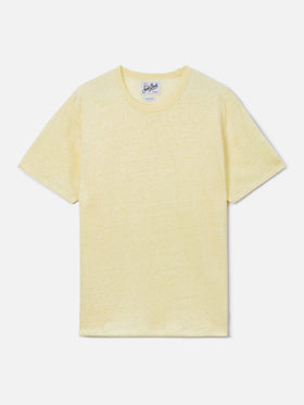 Yellow Ecstasea pure linen t-shirt with logo embroidery