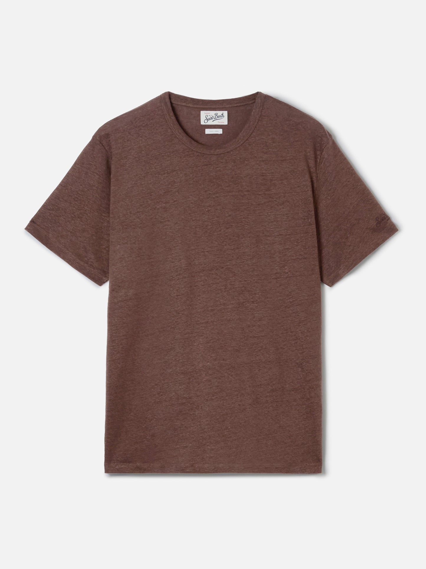 Camiseta Brown Ecstasea de lino puro con bordado del logo 