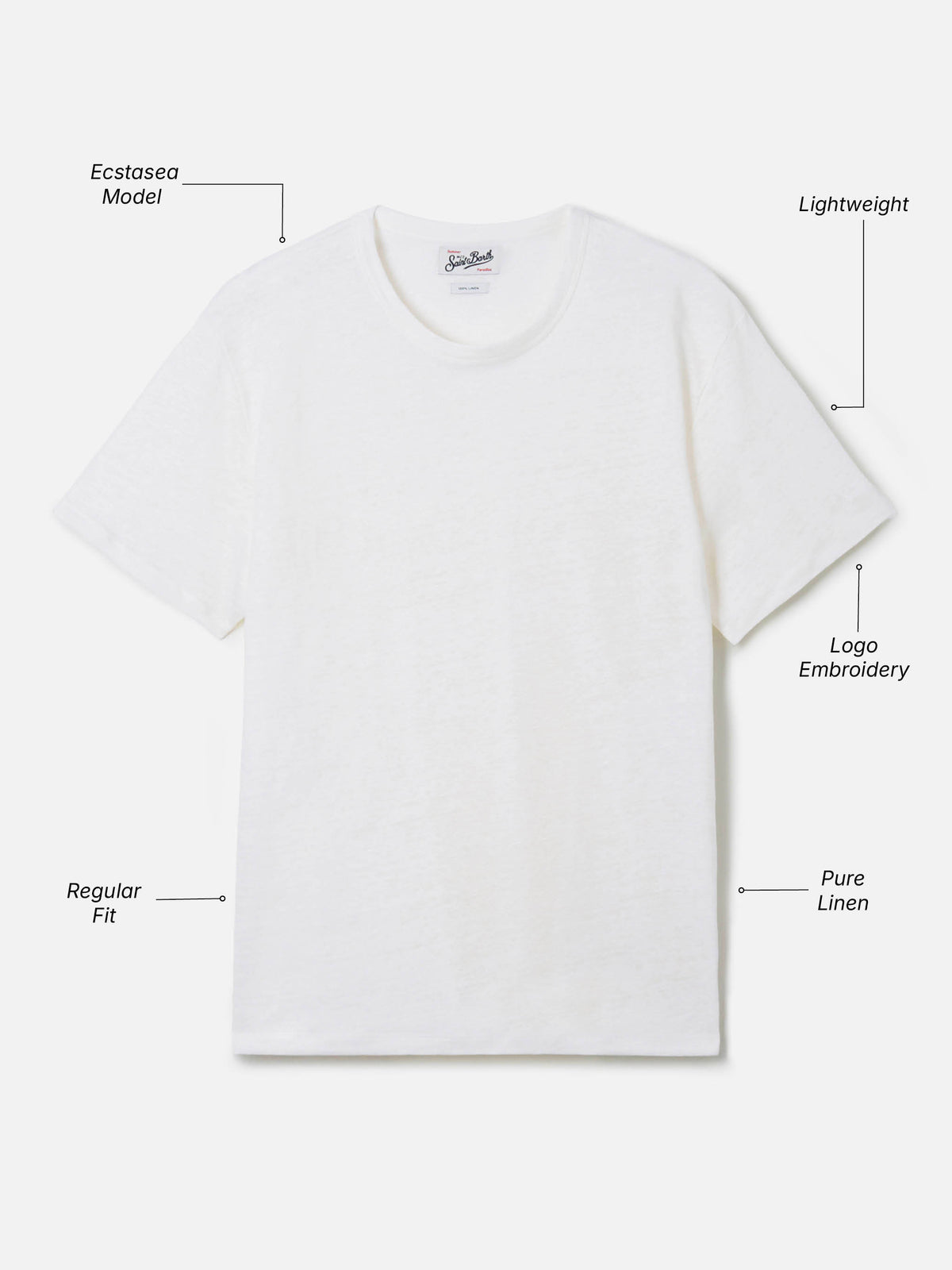 White Ecstasea pure linen t-shirt with logo embroidery