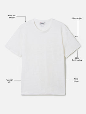 White Ecstasea pure linen t-shirt with logo embroidery
