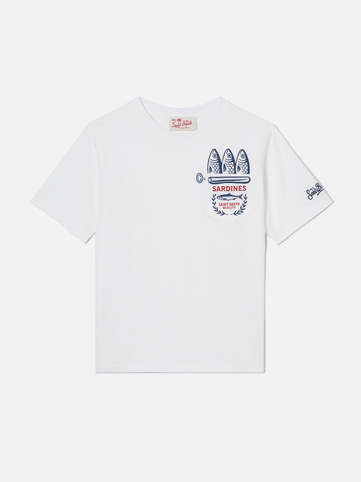 Eddy t-shirt with chest pocket and Sardines illustration
