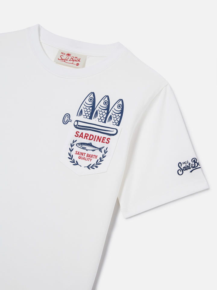 Eddy t-shirt with chest pocket and Sardines illustration