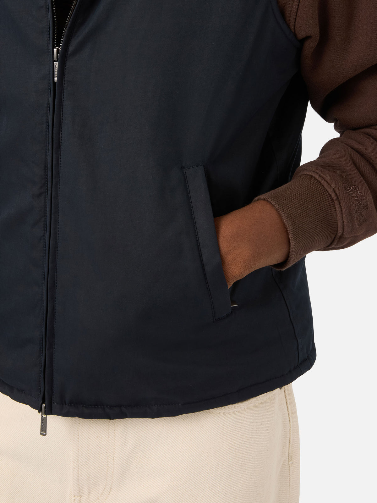 Chaleco encerado Edgar Navy blue con forro teddy 
