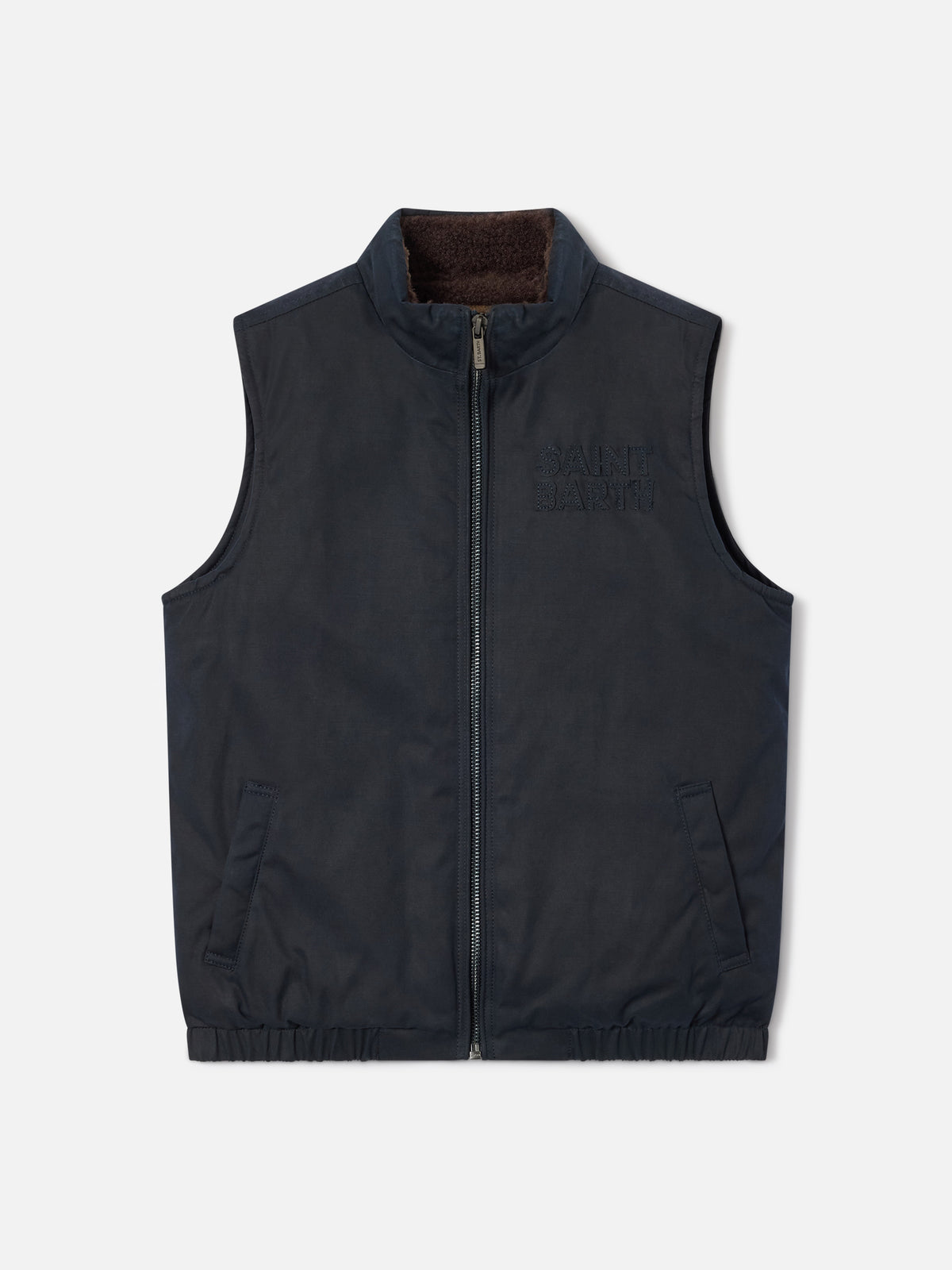 Marineblaue blue Edgar Wachs-Weste mit Cordkragen 