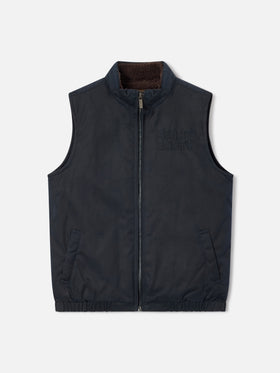 Marineblaue blue Edgar Wachs-Weste mit Cordkragen 