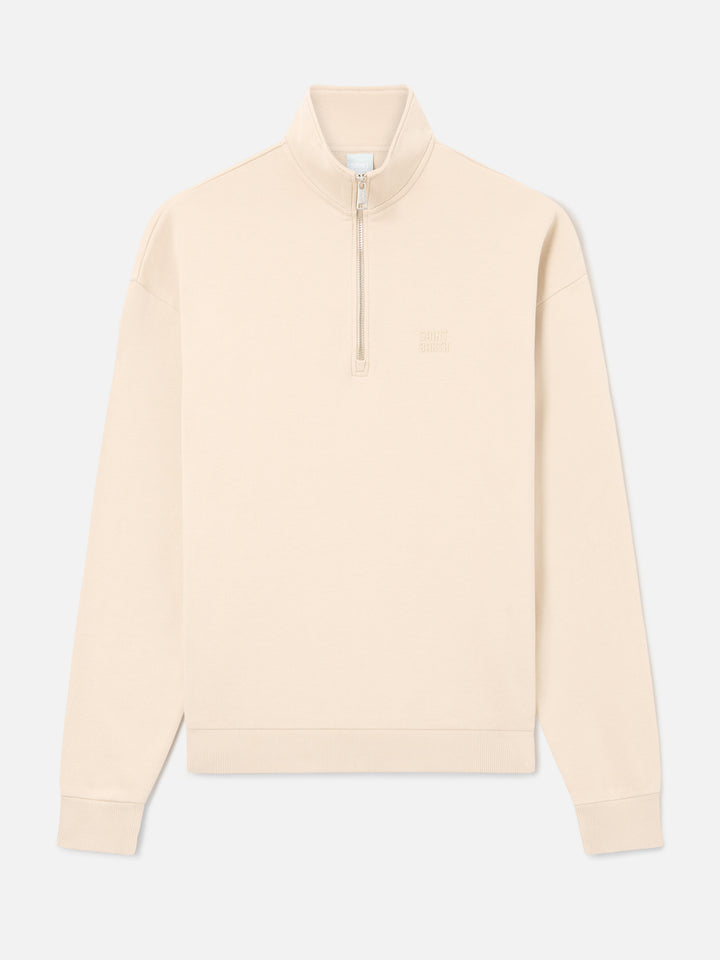 Beiges Eliade Sweatshirt mit halbem Reißverschluss und Logostickerei 